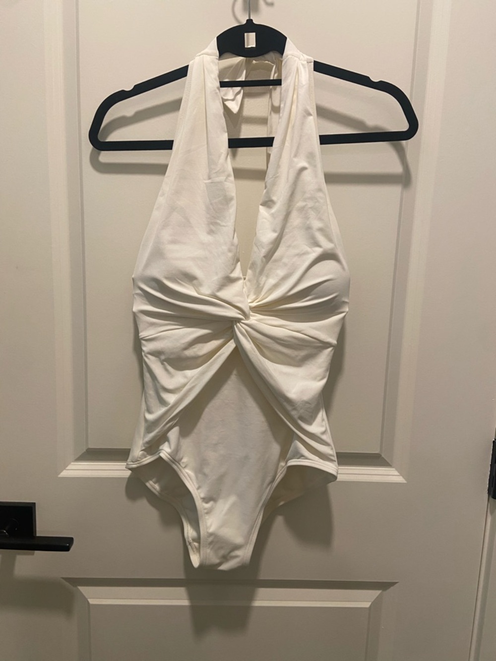 Michael Kors White Halter Twist-Front One-Piece Swimsuit